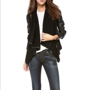 Blank NYC draped mixed materials leather jacket